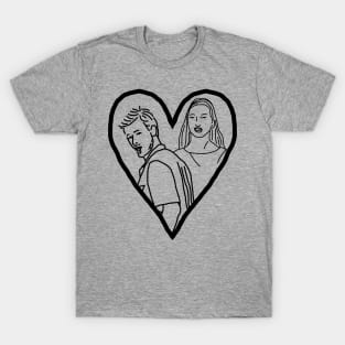 Valentine for Distracted Boyfriend Meme and Mystery Woman Line Drawing T-Shirt